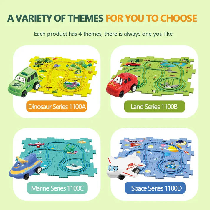 The Moka Baby™ Puzzle Racer Car Track Set