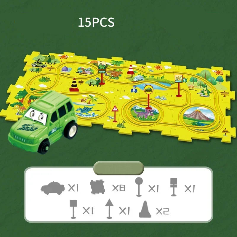 The Moka Baby™ Puzzle Racer Car Track Set