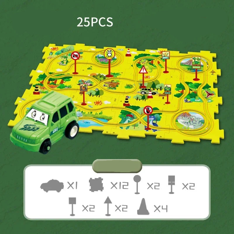 The Moka Baby™ Puzzle Racer Car Track Set