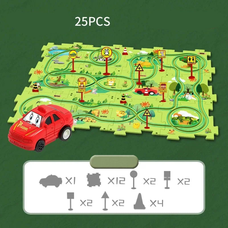 The Moka Baby™ Puzzle Racer Car Track Set