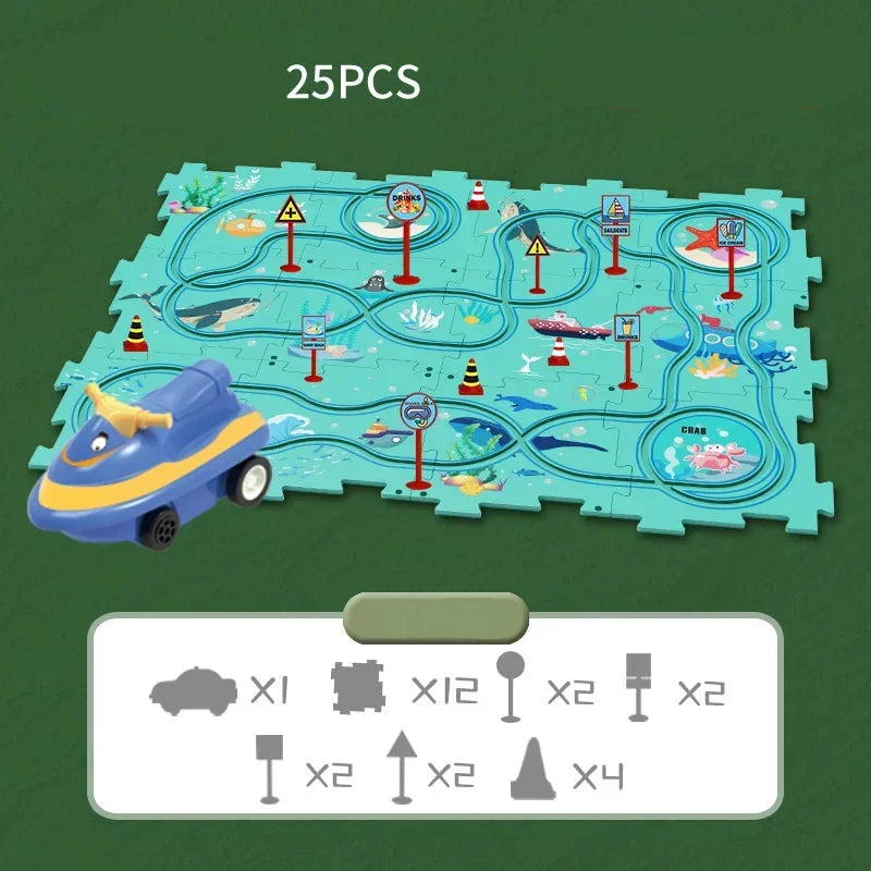 The Moka Baby™ Puzzle Racer Car Track Set