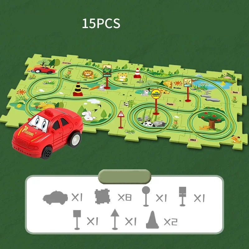 The Moka Baby™ Puzzle Racer Car Track Set