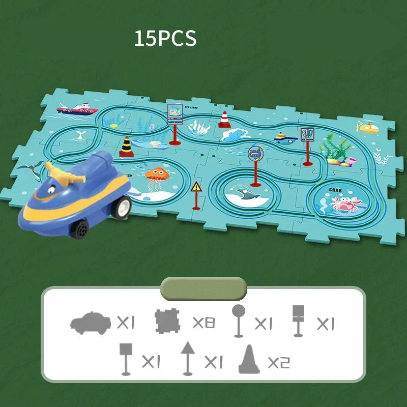 The Moka Baby™ Puzzle Racer Car Track Set