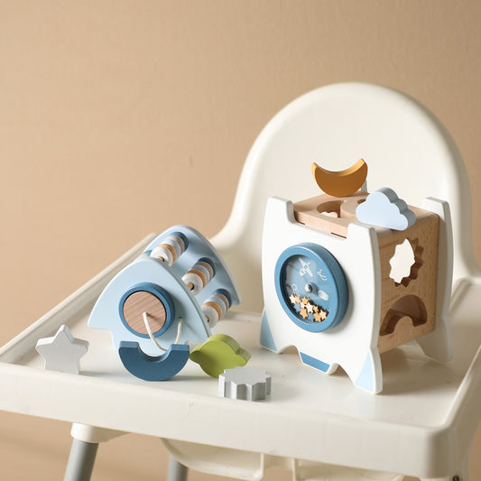 The Moka Baby™ Wooden Rocket Shapes Sorter