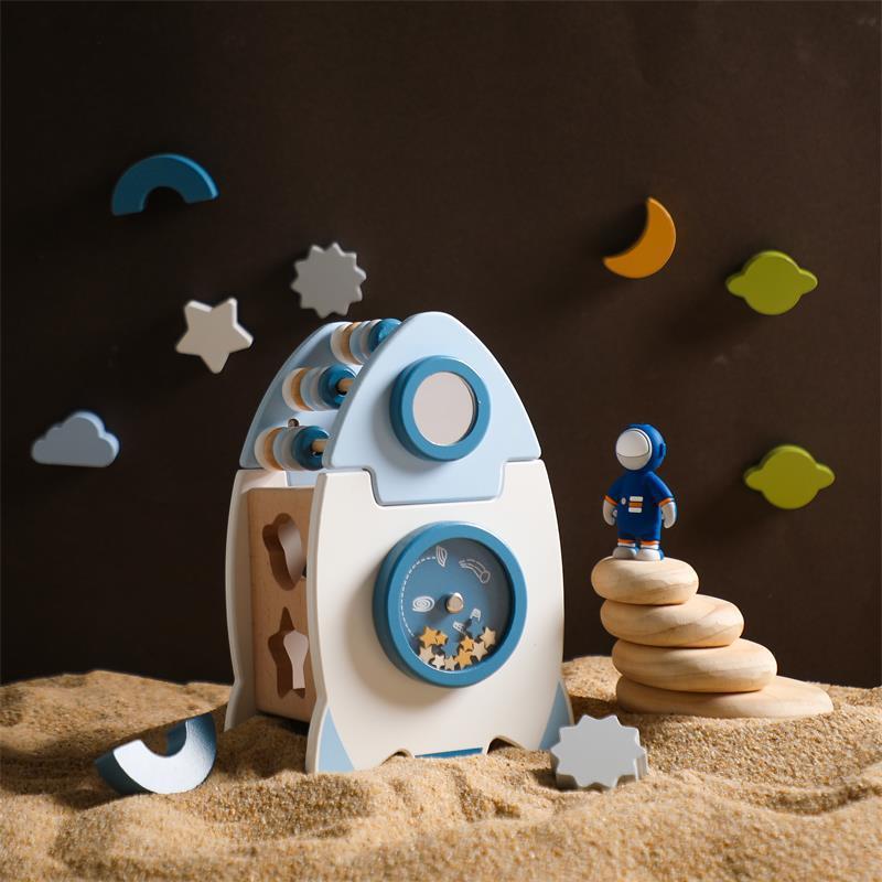 The Moka Baby™ Wooden Rocket Shapes Sorter
