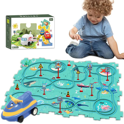 The Moka Baby™ Puzzle Racer Car Track Set