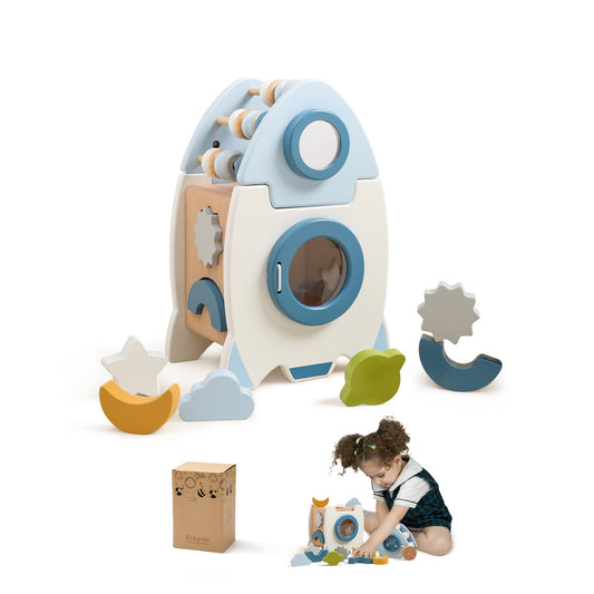 The Moka Baby™ Wooden Rocket Shapes Sorter