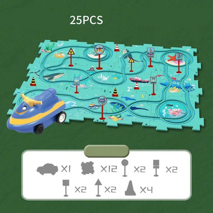 The Moka Baby™ Puzzle Racer Car Track Set