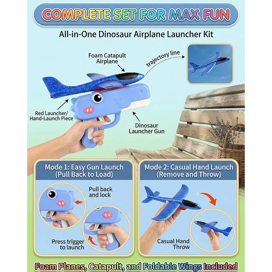 The Moka Baby™ Dino Foam Airplane Launcher